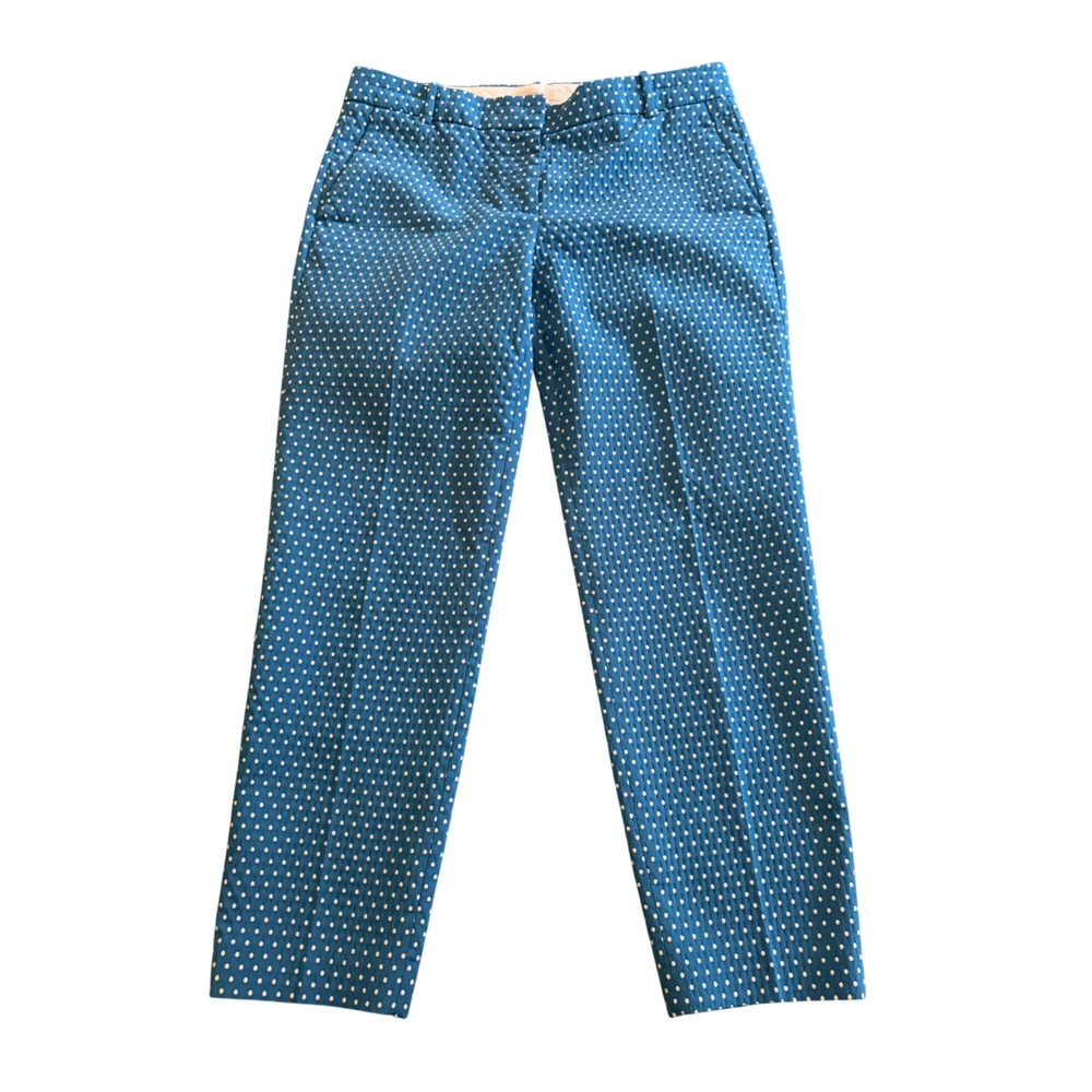 J.Crew Cafe Capri Blue Polka Dot Cropped Pants Womens Sz 4 Slim Trousers Preppy